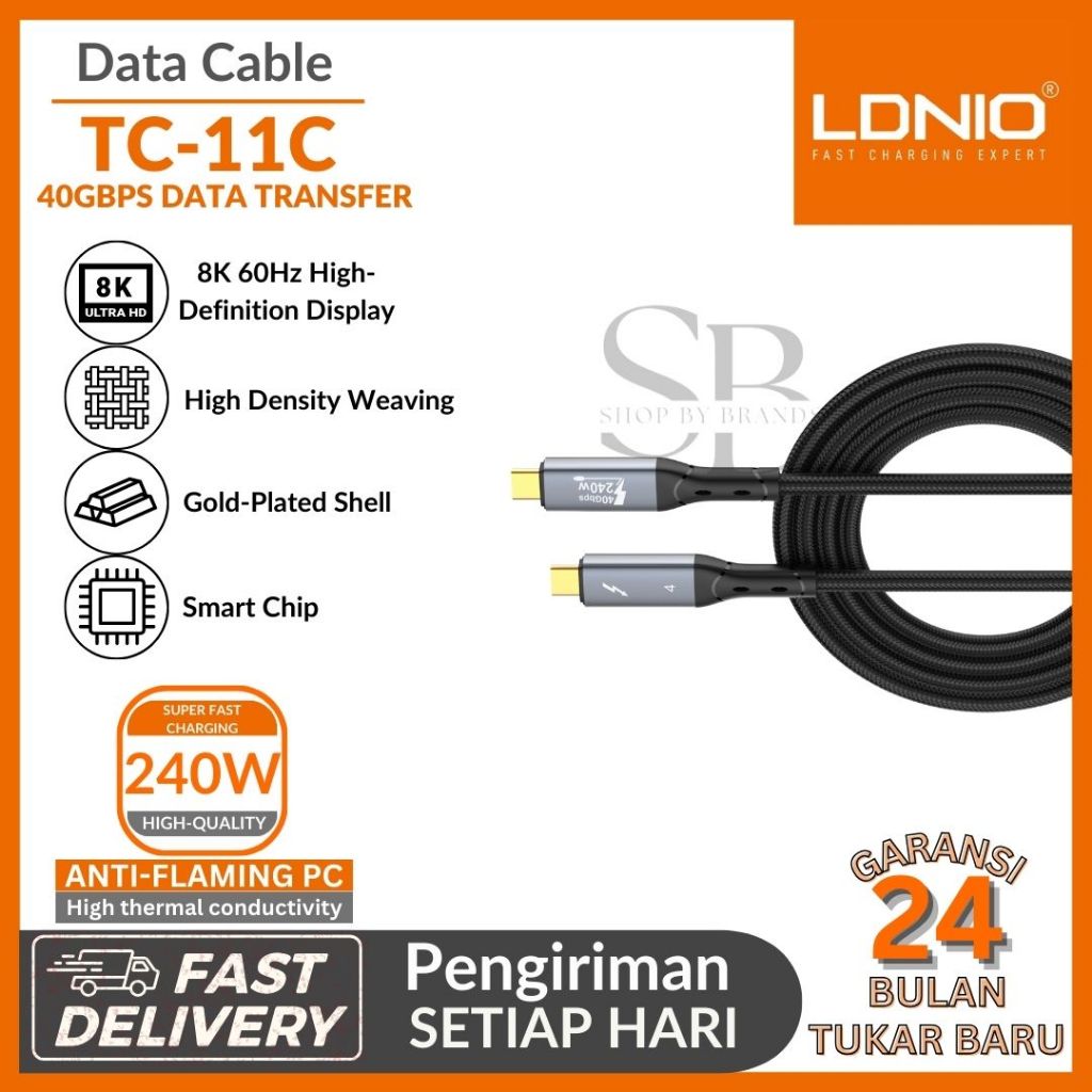 LDNIO TC-11c Type C ถึง C USB4 240W สายชาร์จข้อมูล Charge & Sync 40Gbps 8K @ 60Hz เครื่องชาร์จจอแสดง