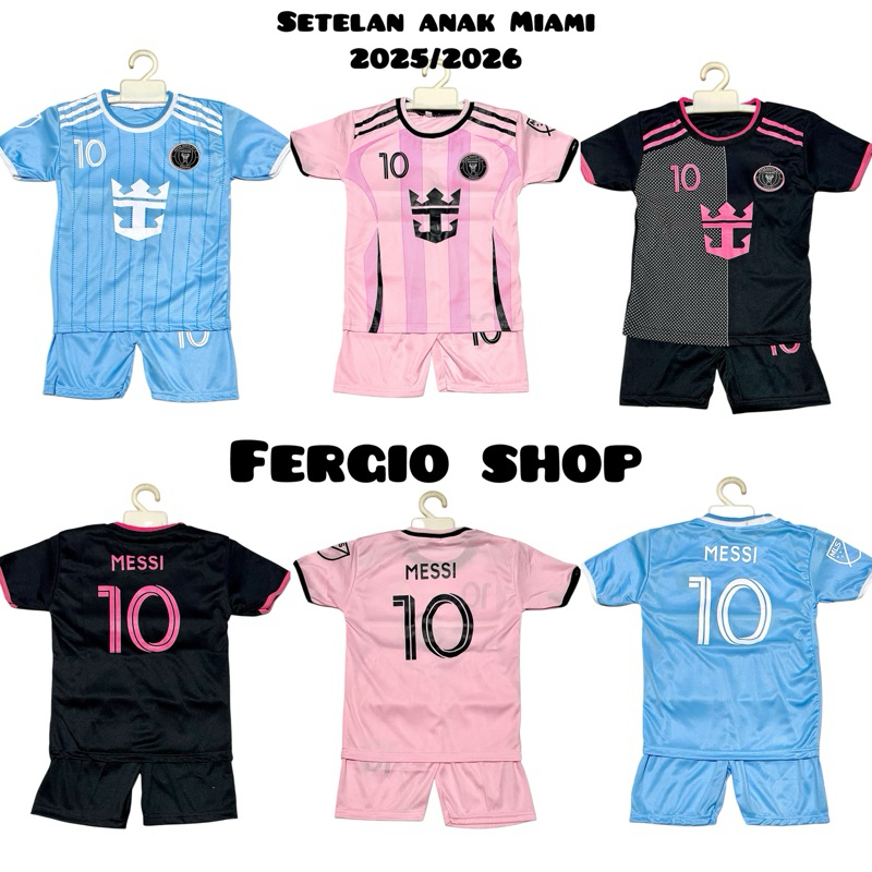 ชุดเสื้อฟุตบอลเด็ก Miami Messi/ Miami เสื้อฟุตบอลเด็กล่าสุด/เสื้อฟุตบอลเด็ก Messi/เสื้อโปโลเด็ก/ชุดก