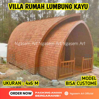 VILLA RUMAH KAYU l HOMESTAY MODEL LUMBUNG TERBARU