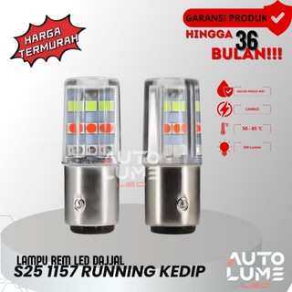 AutoLume Lampu Rem Dajjal LED S25 1157 Running Kedip FLASH / 2 Mode RGB Pelangi 12V / GARANSI 3TAHUN
