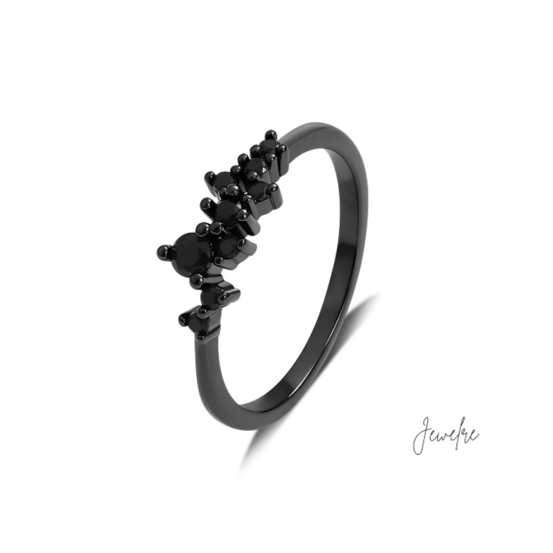 Black Jewelre แหวนสีดําสําหรับผู้หญิง Irregular