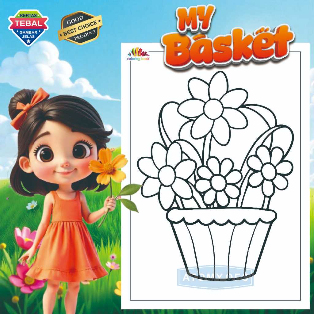 กระดาษระบายสี / ระบายสี / กระดาษวาดรูป / MY BASKET / กระดาษระบายสีสําหรับ PAUD, TK, SD CHILDREN / A4