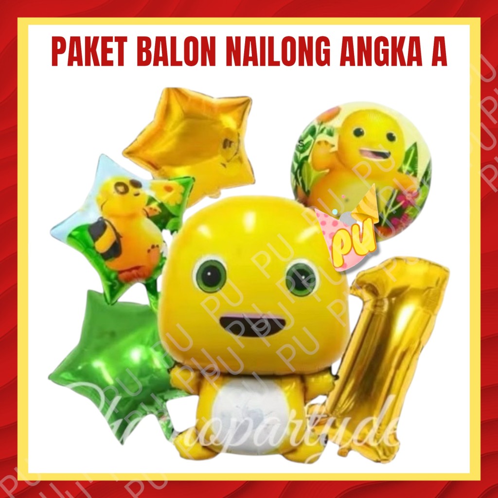 NAILONG DINO YELLOW NUMBER แพ็คเกจลูกโป่ง / ตกแต่งวันเกิดลูกโป่ง Nailong