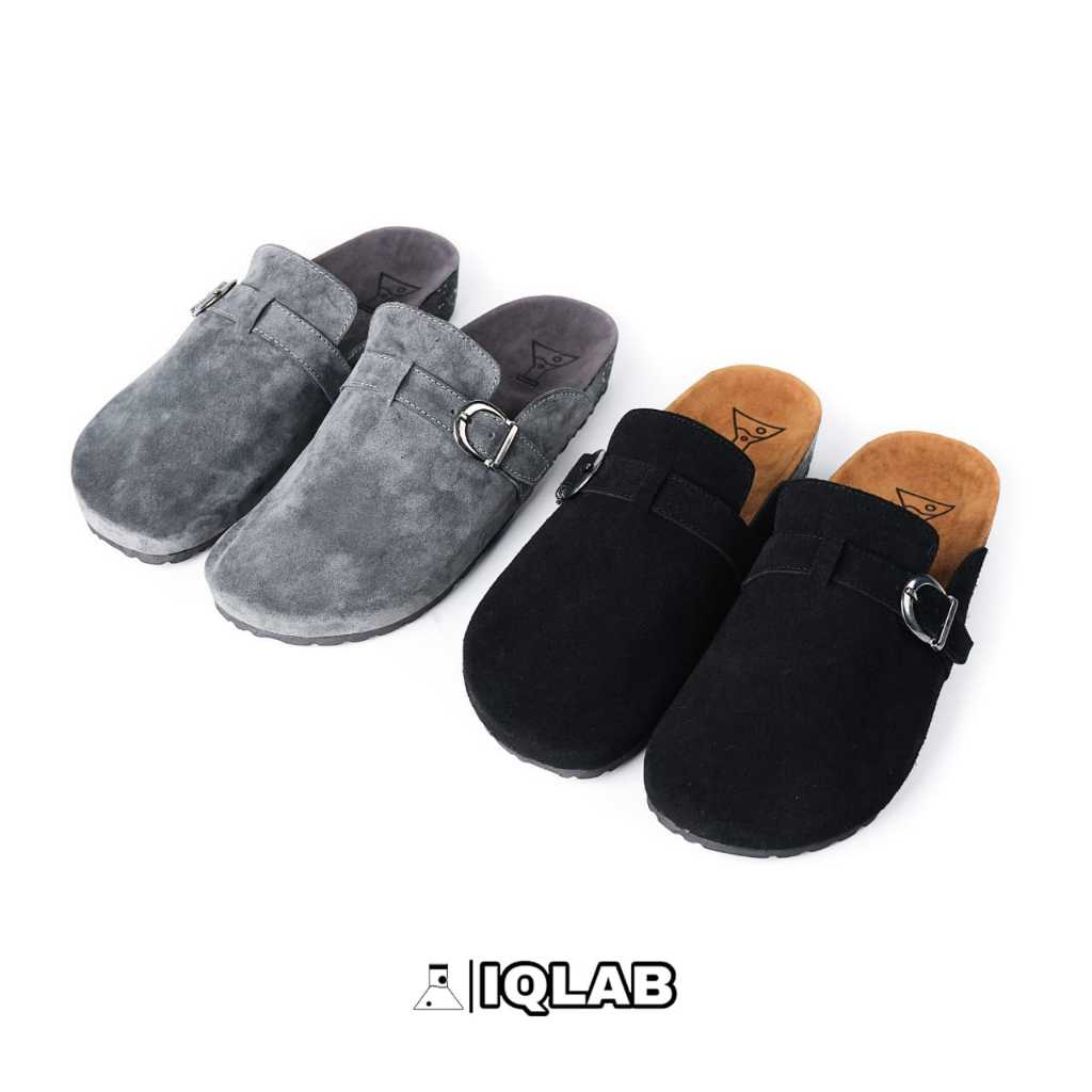 รองเท้าแตะลําลองสําหรับผู้ชายหนังแท้ Suede Buston Slip On Mulky Series Iqlab Footwear