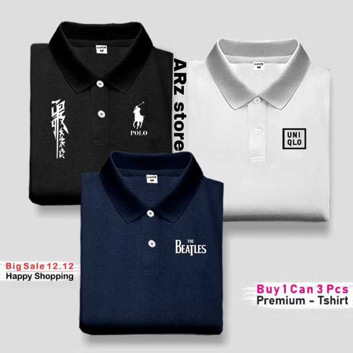 ซื้อ 1 แถม 3 ชิ้น เสื้อยืดคอปกโปโล (Rilex Polo Kirka/Uniqlo 03) เสื้อยืด Distro สําหรับผู้ชาย DM/L/X