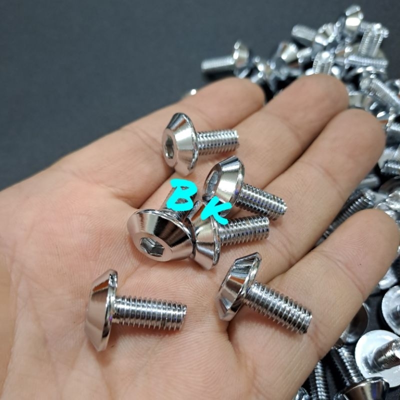 [25/50 ชิ้น] Vixion Body Bolts L5 Key M6x14 Chrome Bolts 10
