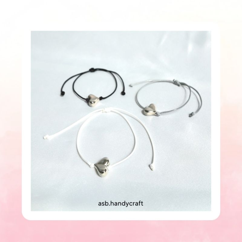 [TK172] - ASB Korean Premium Waterproof love silver สร้อยข้อมือเชือกสไลด์เดี่ยวเกรดพรีเมี่ยม
