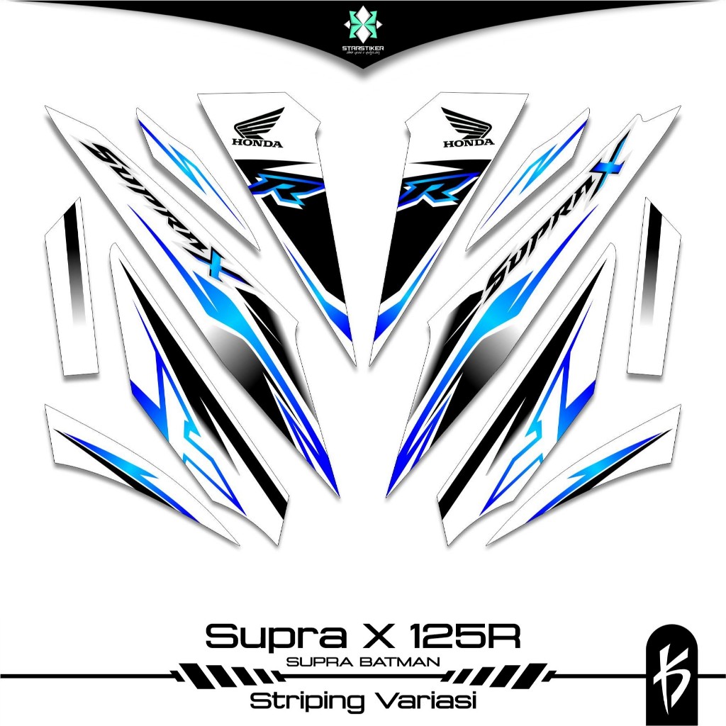STRIPING SUPRA X 125 CARBON SKU 56 BATMAN STICKER HONDA WAVE 125 R SUPRA X 125R / KAIROZ