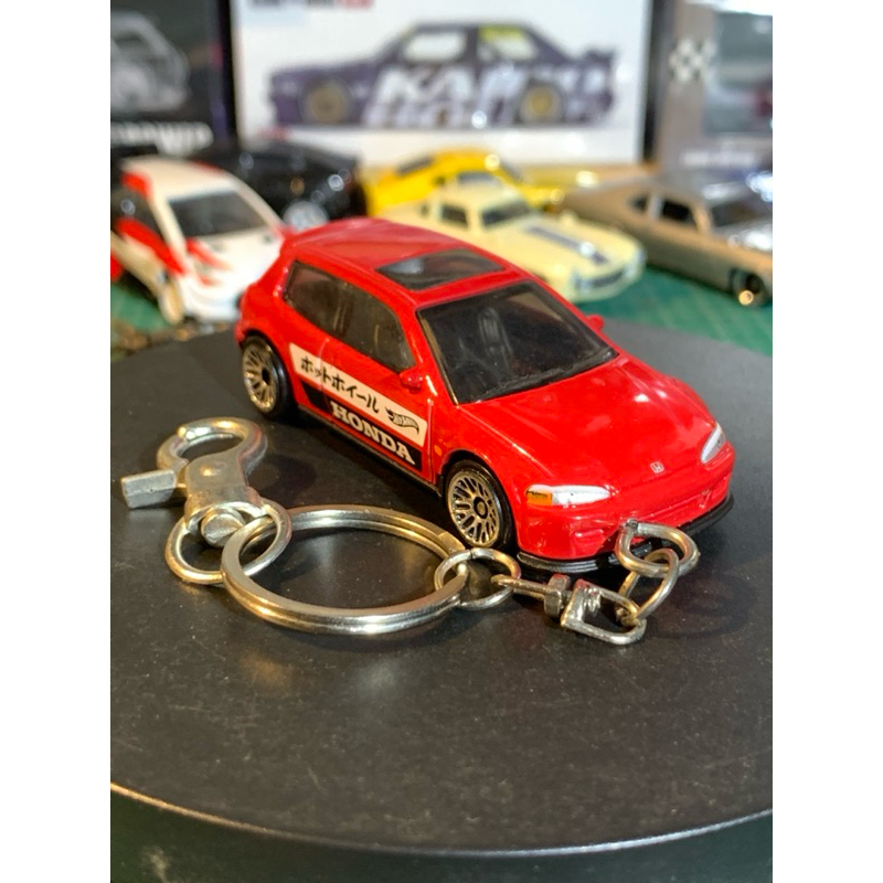 HOTWHEELS GANTUNGAN Hot Wheels HW 92 Honda Civic EG Red Custom Hot Wheels พวงกุญแจ