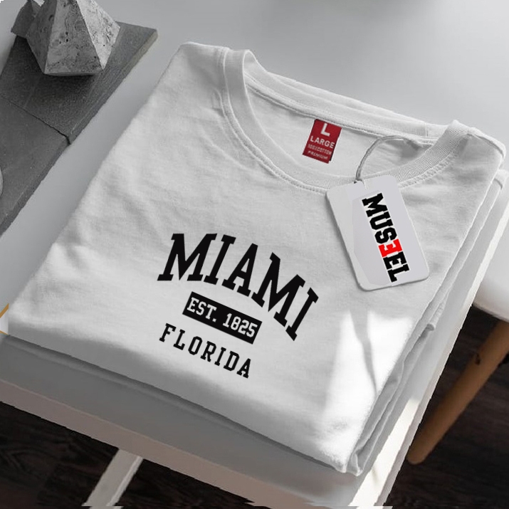,! เสื้อยืด Miami Distro สําหรับผู้ชายและผู้หญิงแขนสั้น