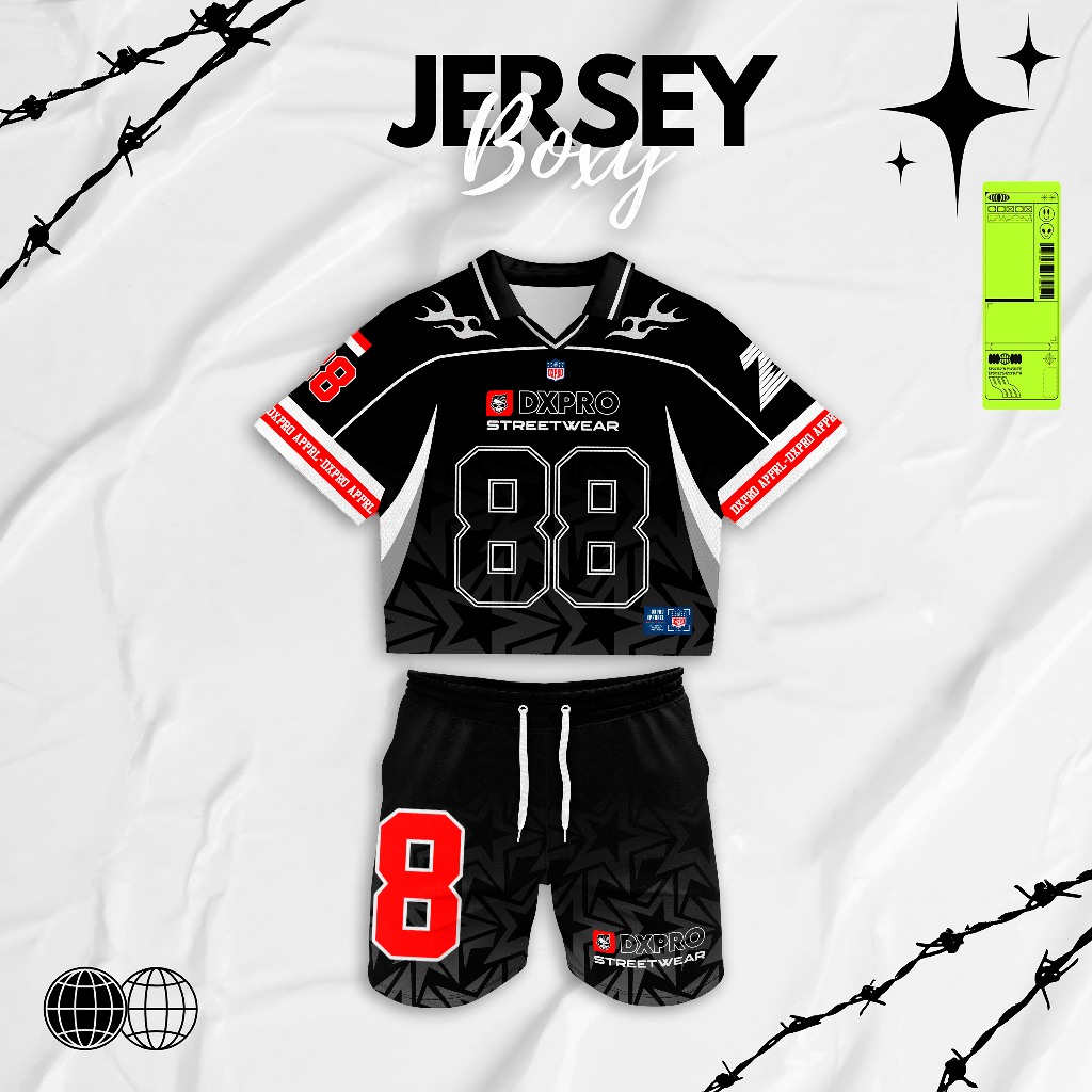 Boxy One Set Dxpro 88 Black Fullprinting เสื้อเจอร์ซีย์ Unisex