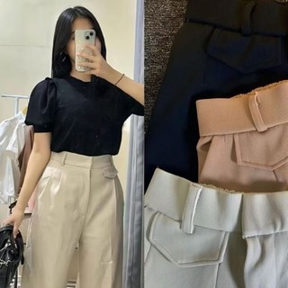 Oro Pants Celana Kulot Haighwaist Loose Pants Trousers-Celana Kulot Anti Kusut Knit Premium Viral
