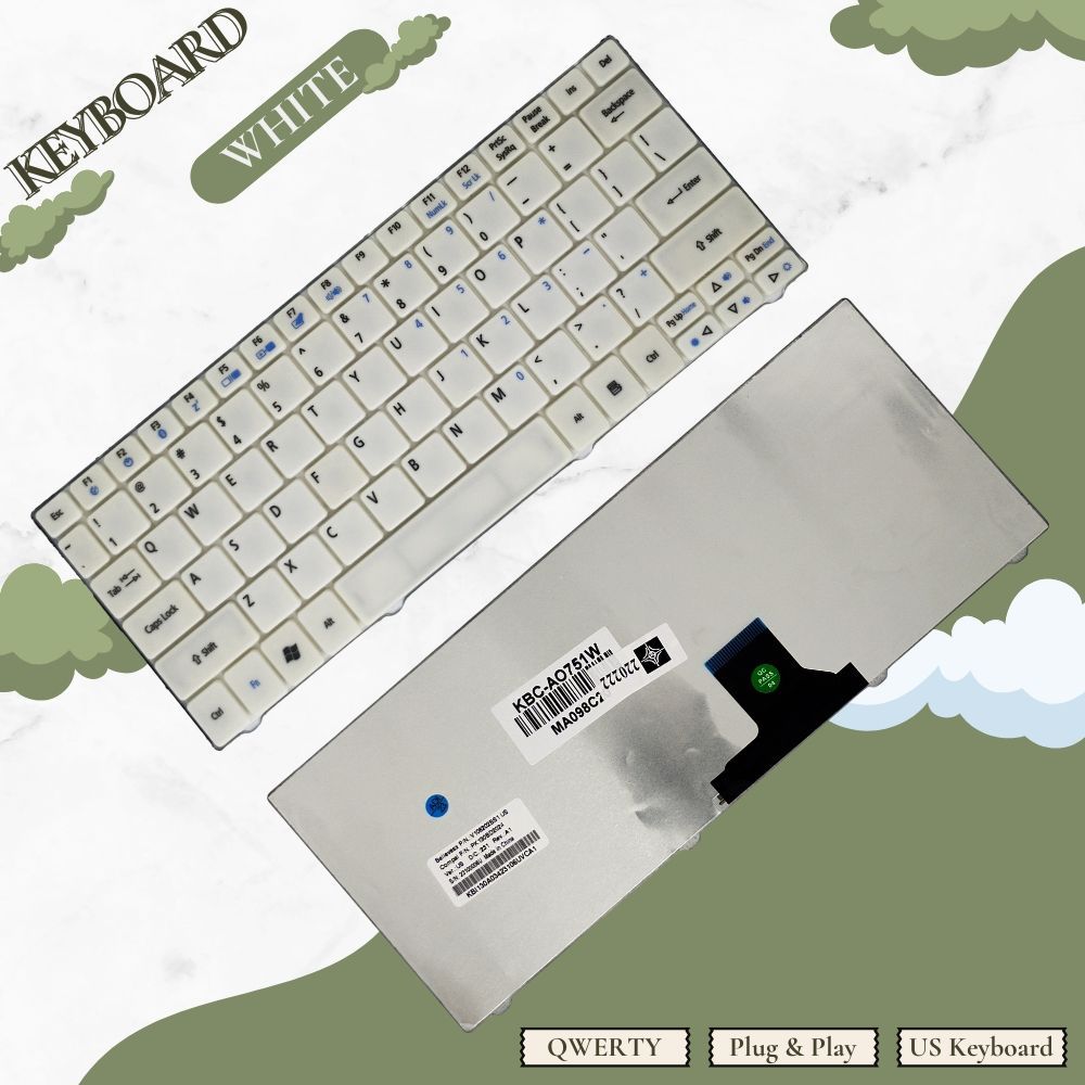 คีย์บอร์ดคุณภาพดีที่สุด Acer Aspire One 722 721 753H 751 751H 1830T สีเงิน - รับประกัน