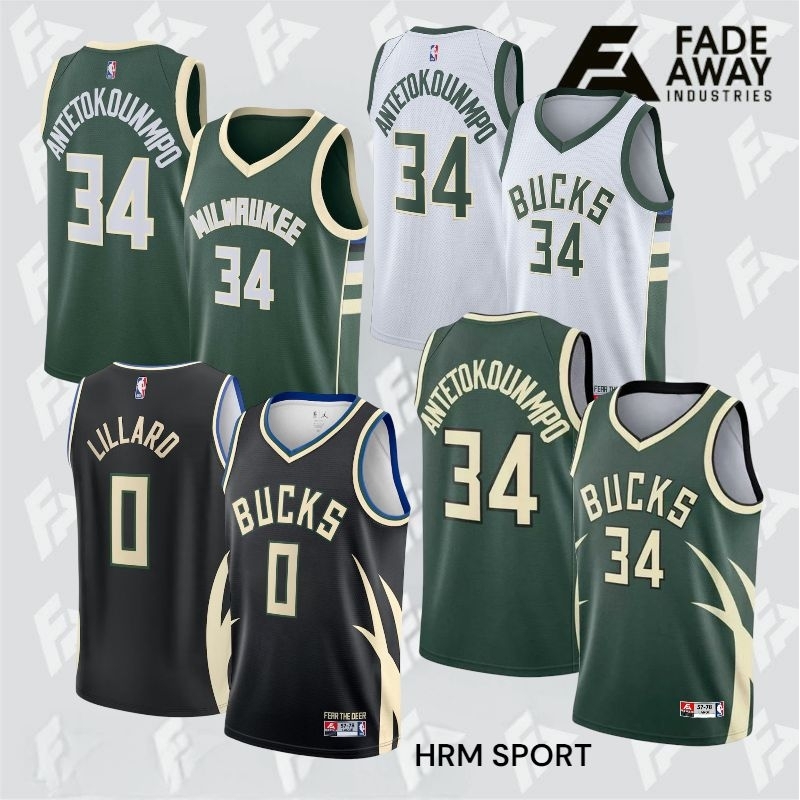 ANTEKOUNMPO MILWAUKEE BASKETBALL JERSEY, ANTEGOUNMPO BUCK, LILLARD BUCK,