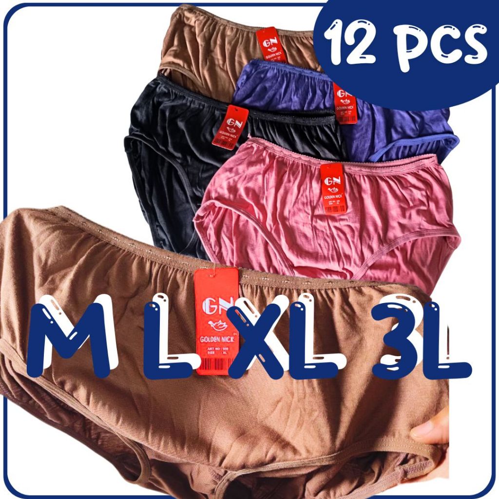 12 ชิ้น GOLDEN กางเกงชั้นในสตรี / GOLDEN NICK ชุดชั้นในสีเข้มและสีอ่อน OEMAH DALEMAN99