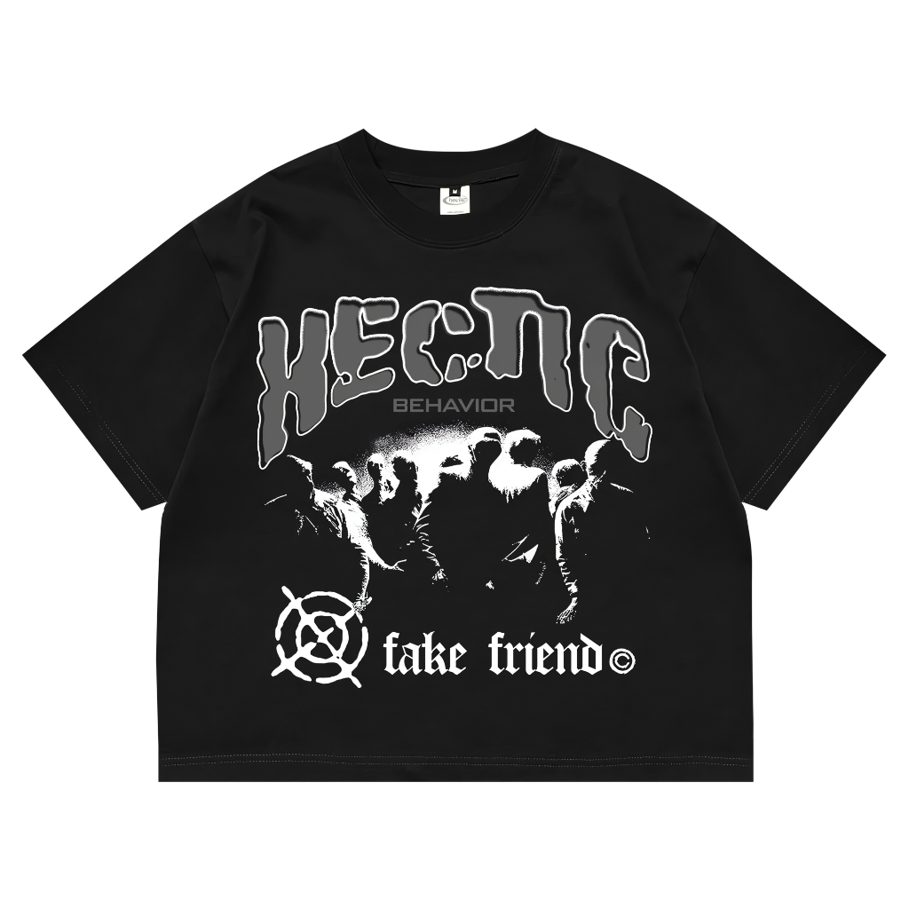 เสื้อยืด Boxy - Fakefriend - เสื้อยืดสีดํา - Hectic