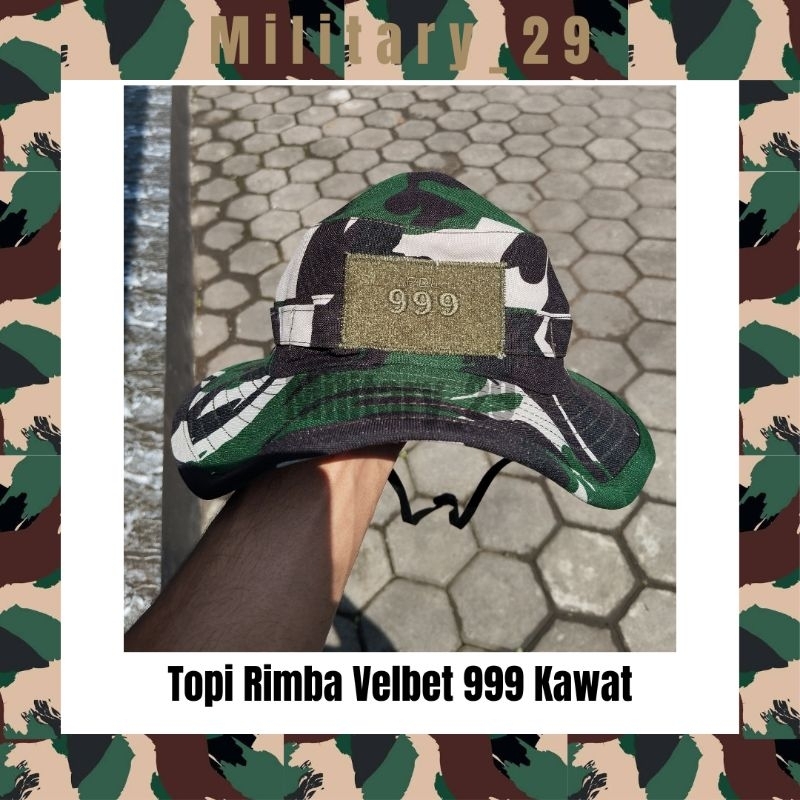 หมวกป่า Velbet 999/TNI AD/หมวกป่าลวด/สีเข้ม