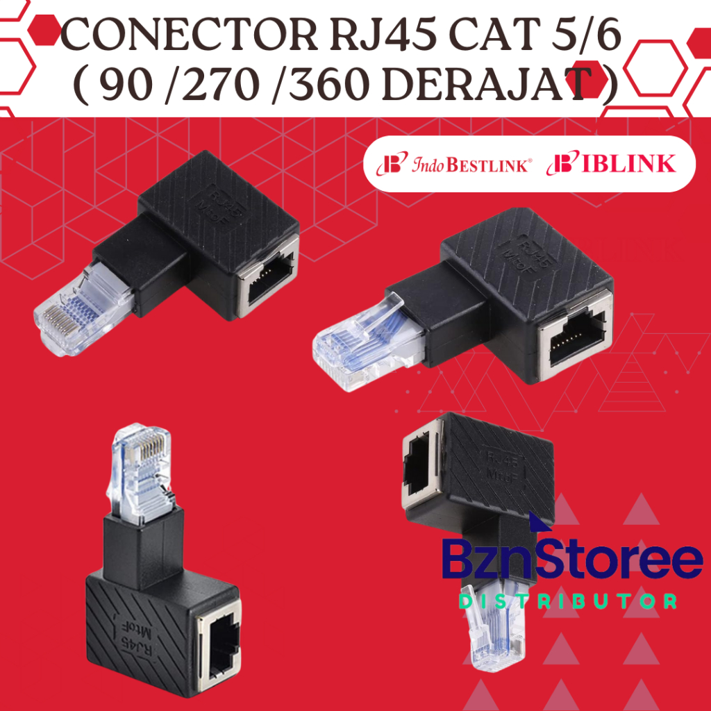 RJ45 CAT 6 ขั้วต่ออีเธอร์เน็ต LAN ตัวผู้เป็นตัวเมีย L 90°270°360° /RECTOR RJ45 CAT6 BAREL RJ45 ซ้ายข