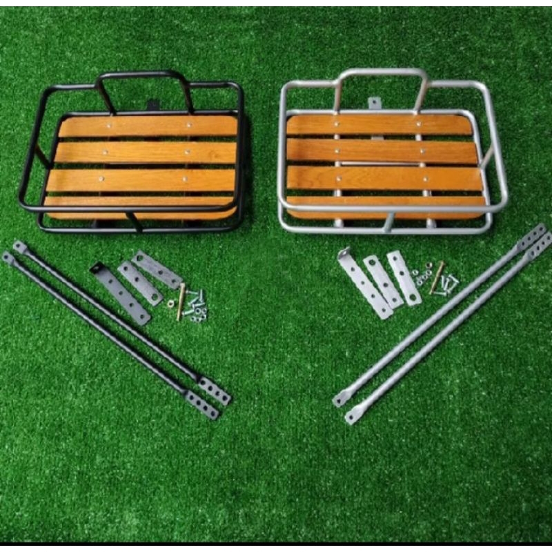 ตะกร้าหน้าพร้อมฐานไม้กระดาน Kalcer ชั้นวางหน้าสําหรับจักรยาน Fixie, Seli, Mtb, Federal, Minion, Front Rack Commuter Bike Basket