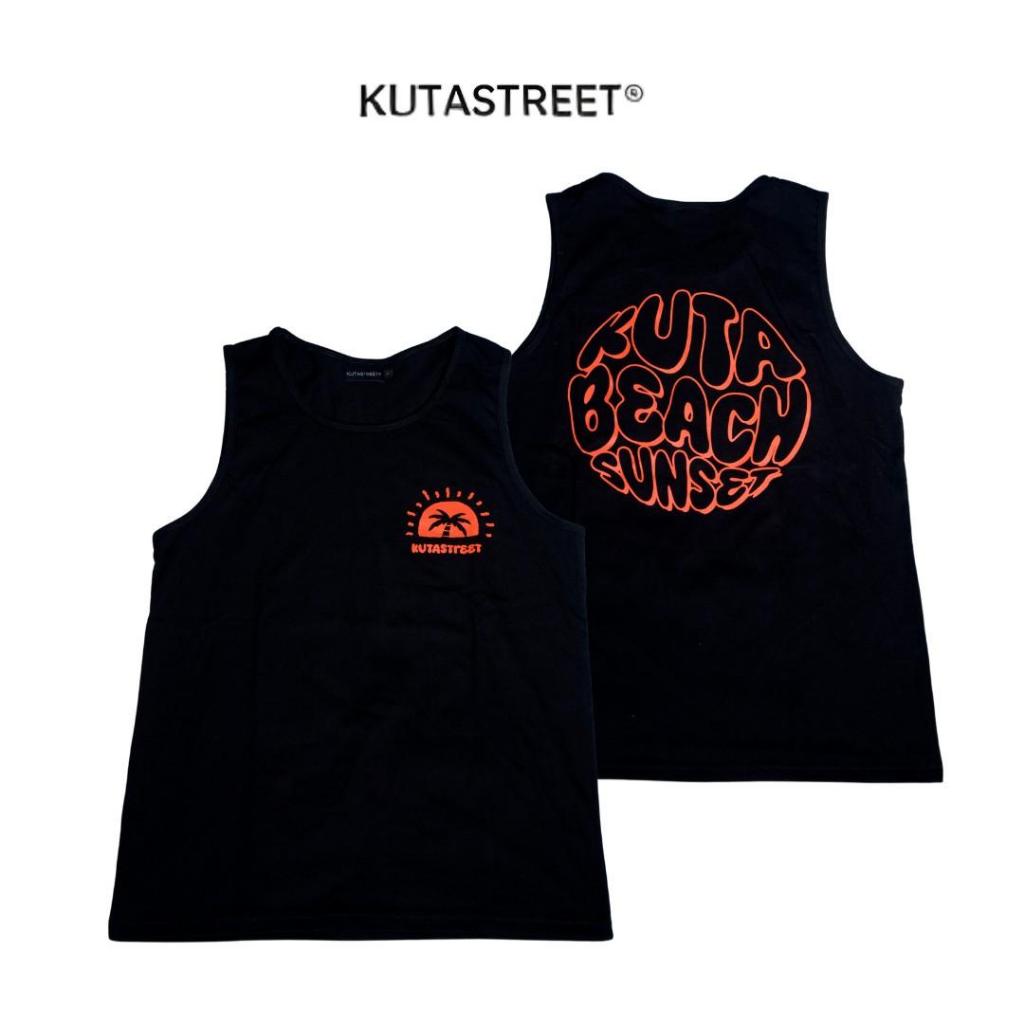 เสื้อยืดผู้ชาย Kutastreet เสื้อยืดพรีเมี่ยมเท่ๆ - kuta beach sunset - สีดํา