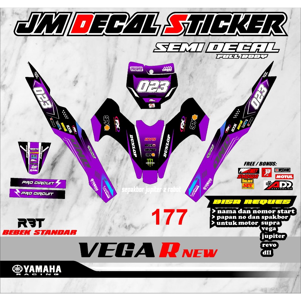 สติ๊กเกอร์ RBT STRIPING MOTOR VEGA R ใหม่ SEMI FULL BODY MOTOR CRF KLX 150 KLX BF KLX GORDON DTRACKE