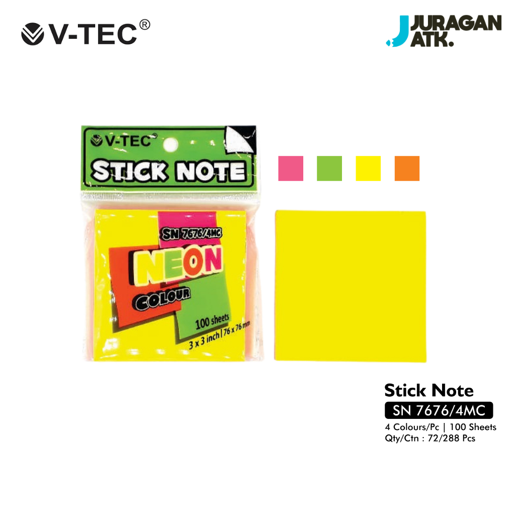 Stick Note สีนีออน V-Tec SN 76101/4MC
