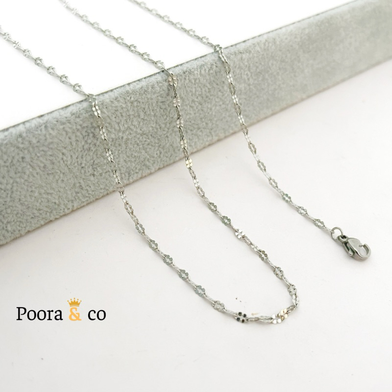 สร้อยคอไทเทเนียมสําหรับผู้ชายและผู้หญิง, Anti-Rust Forever Silver Coffee Chain 45/50/60 ซม.Aora.Co