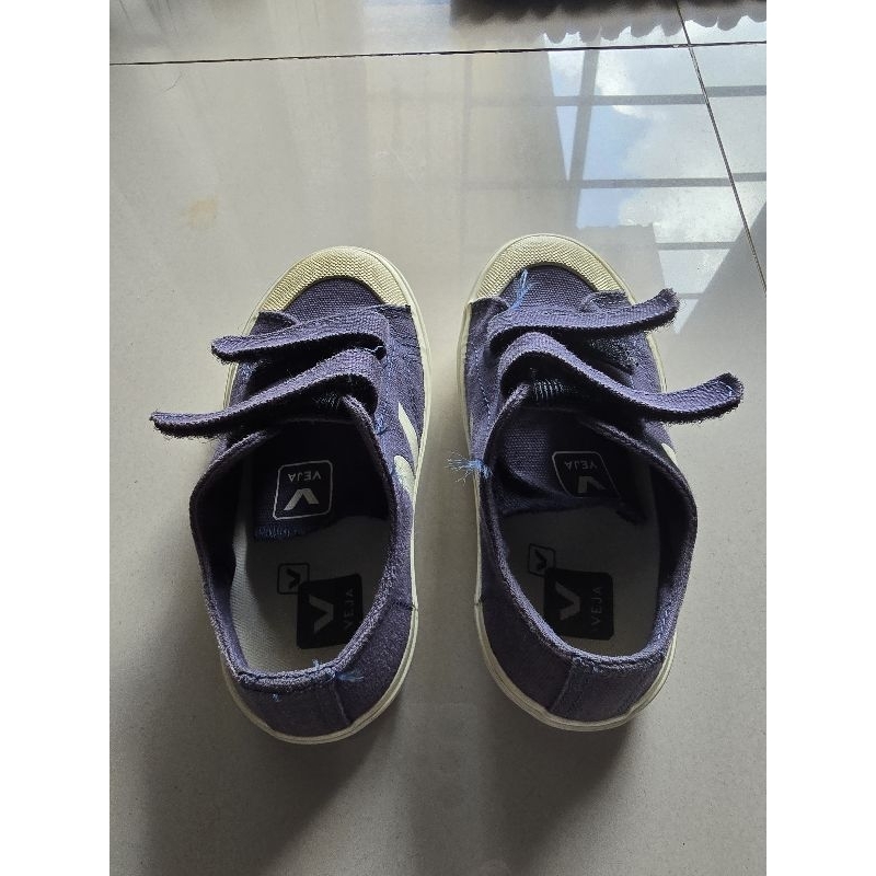 Preloved Original Veja Kids Ollie Canvas Blue Denim Sneakers ไม่มีกล่องขนาด 14cm