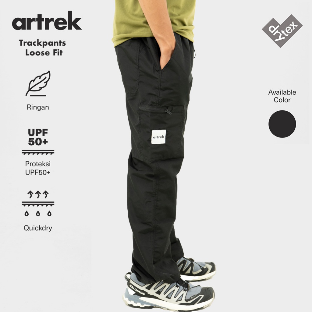 Artrek Trackpants Loose Fit Lightweight Quick Dry Cargo Pants กางเกงเดินป่า - สีดํา