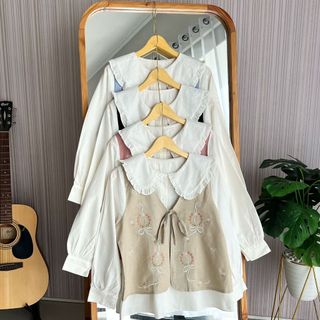 Kamari shirt Atasan Kemeja Wanita Lengan Panjang Katun Linen Bordir