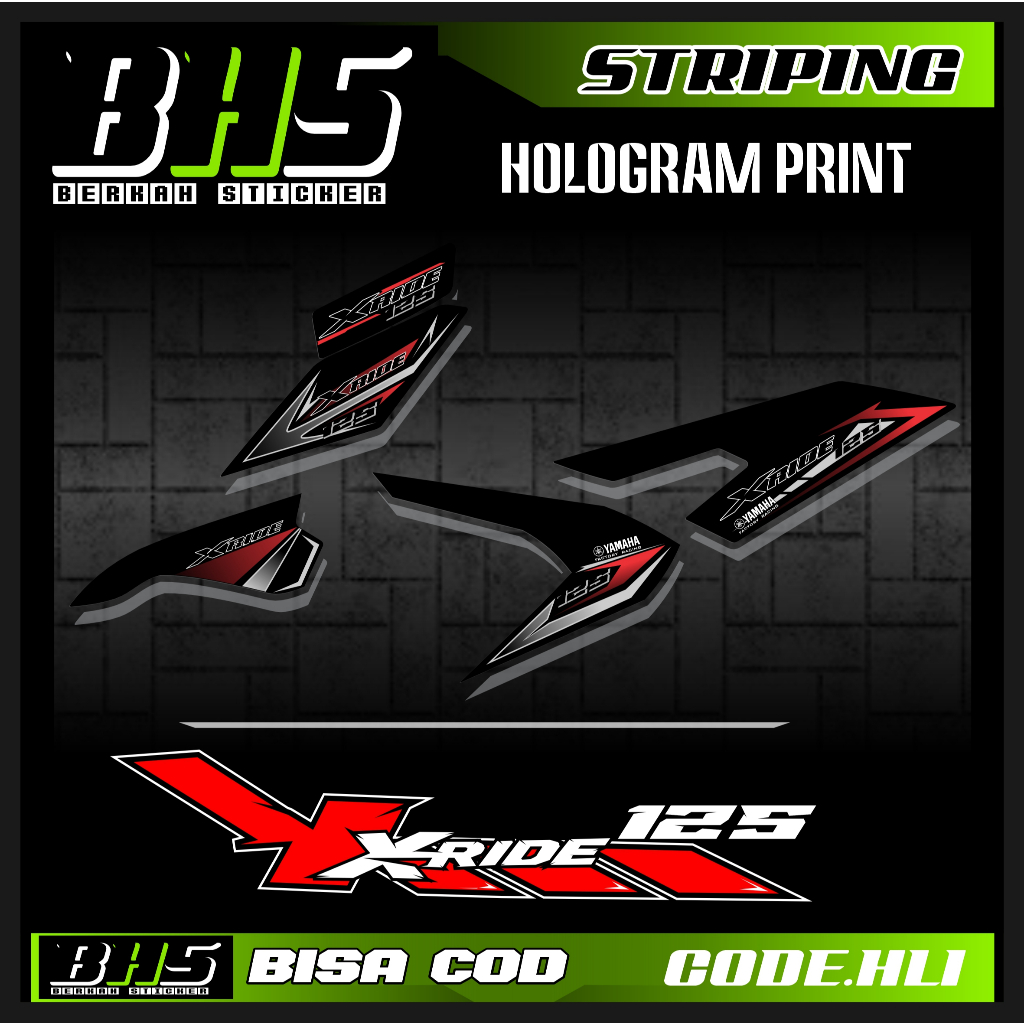 Striping HOLOGRAM XRIDE 125 STICKER MOTIF (เท่านั้น) Yamaha XRIDE 125 รหัสโฮโลแกรม HL1