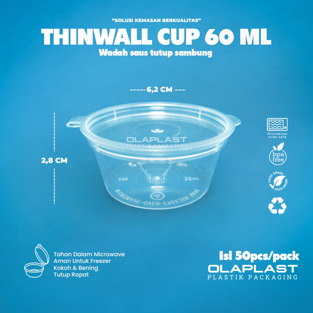 Thinwall Cup Sauce / Pudding 60ml / SAMBAL CUP / ถ้วยซอส