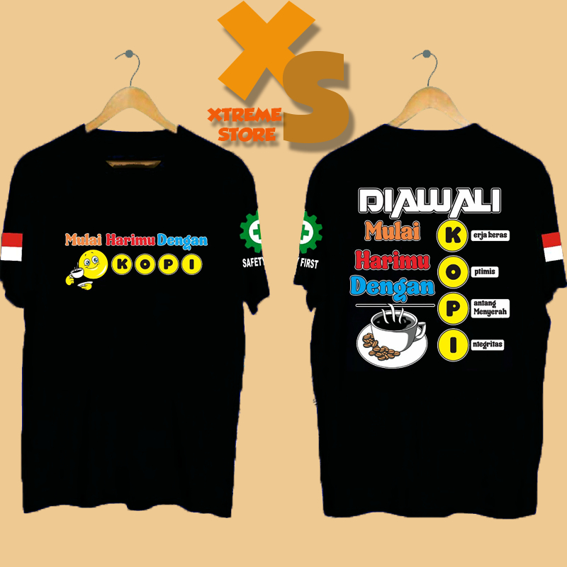 // เสื้อยืด DISTRO ของผู้ชายเริ่มวันด้วยกาแฟ // XTREME-STORE