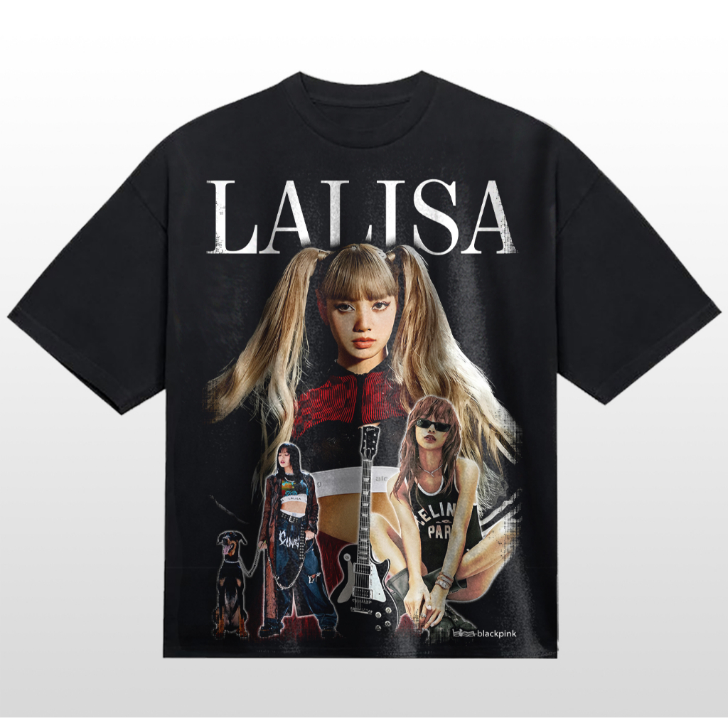 Lisa BLACK PINK Lisa เสื้อยืดสีชมพูสีดํา Lisa BLACK PINK เสื้อยืด Oversize - Treasure Merch