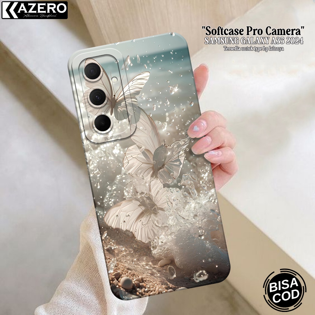 KAZEERO - เคสโทรศัพท์มือถือ Samsung Galaxy A35 - เคสผีเสื้อแฟชั่น - กล้อง Pro - Samsung Galaxy A35 S