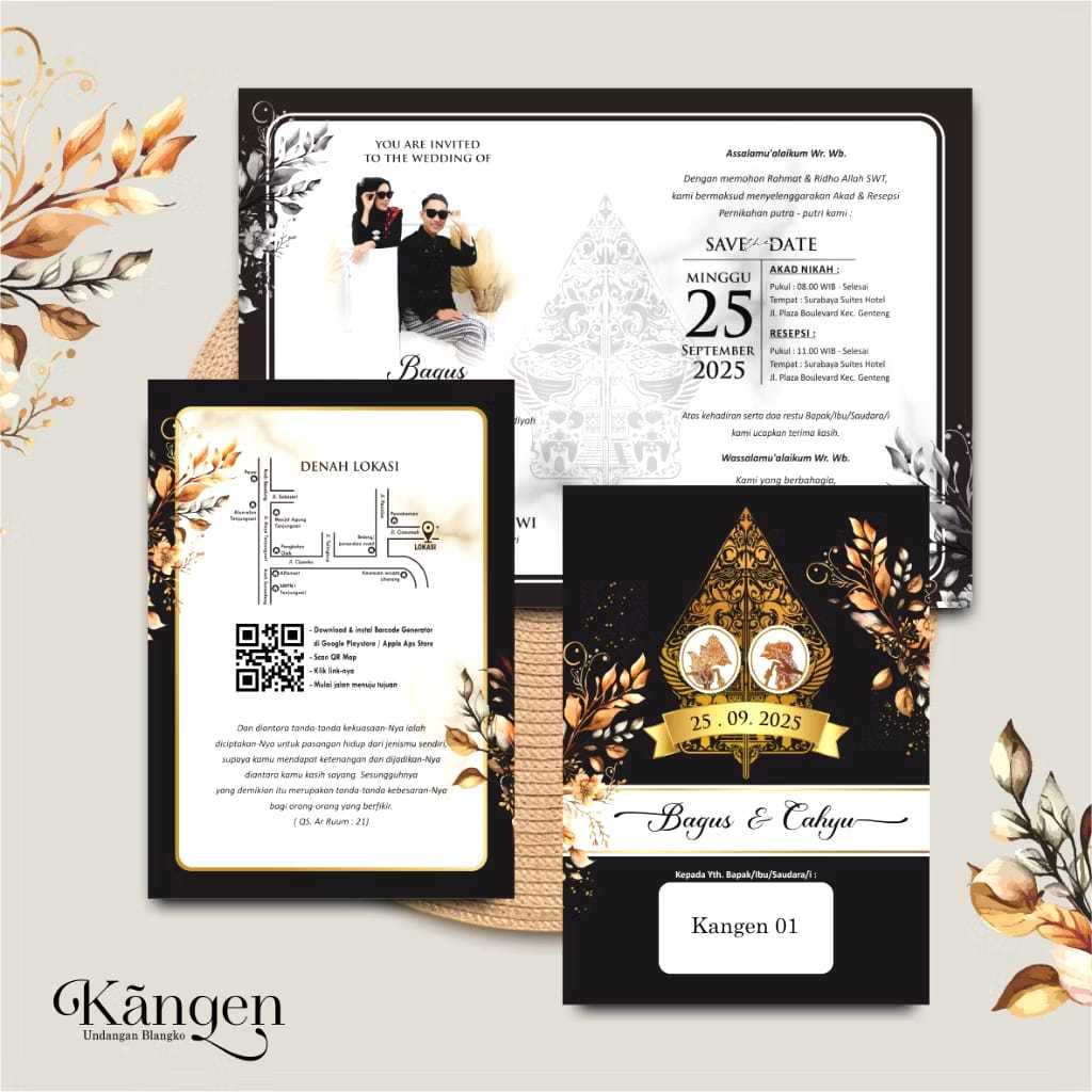 BC TIK 150 GSM คําเชิญงานแต่งงานชนบทที่หรูหราในอินโดนีเซีย