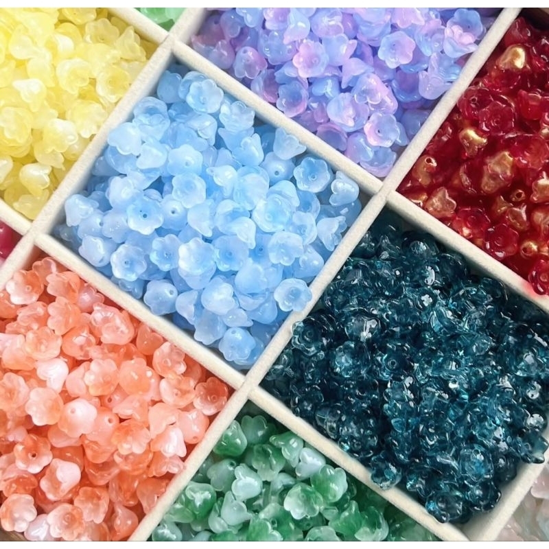 [10 ชิ้น] PEONY FLOWER GLASS BEADS / แก้วดอกไม้กล้วยไม้ BEADS