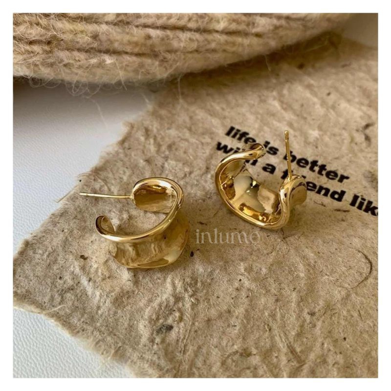 Inlume.id - GOLDMOR EARRINGS - 2147 กอดทอง SHINY gold EARRINGS HUGGIES WIDE