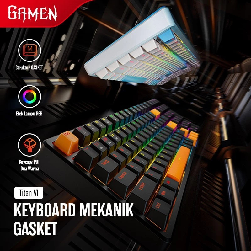 Gamen Titan VI / 6 Gasket Mount Mechanical Keyboard แบบมีสาย HotSwappable