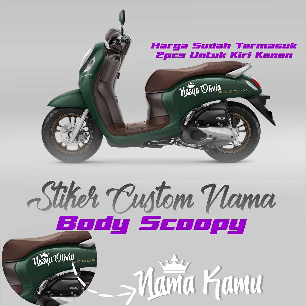 CUSTOM SCOOPY BODY NAME STICKERS - CUSTOM MOTORCYCLE BODY NAME CUTTING STICKERS - CUSTOM MOTORCYCLE 