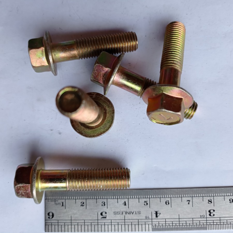 M10X40 สีเหลืองหมวก BOLT FLANGE BOLT M10 X 40 KEY 14 LENGTH 4 ซม. 4 ซม. BOLT THEAD 14 M10X40 10 X 40