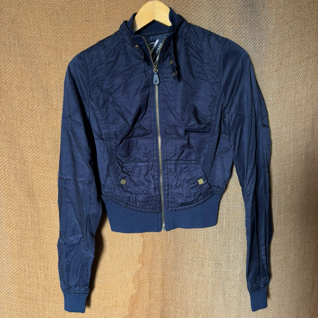 Guess Deep Navy Cropped Biker Jacket ผู้หญิง