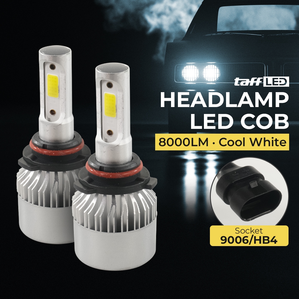 TaffLED COB LED ไฟหน้ารถยนต์ 8000 Lumens IP65 Cool White 9006/HB4 - S2 - สีเงิน