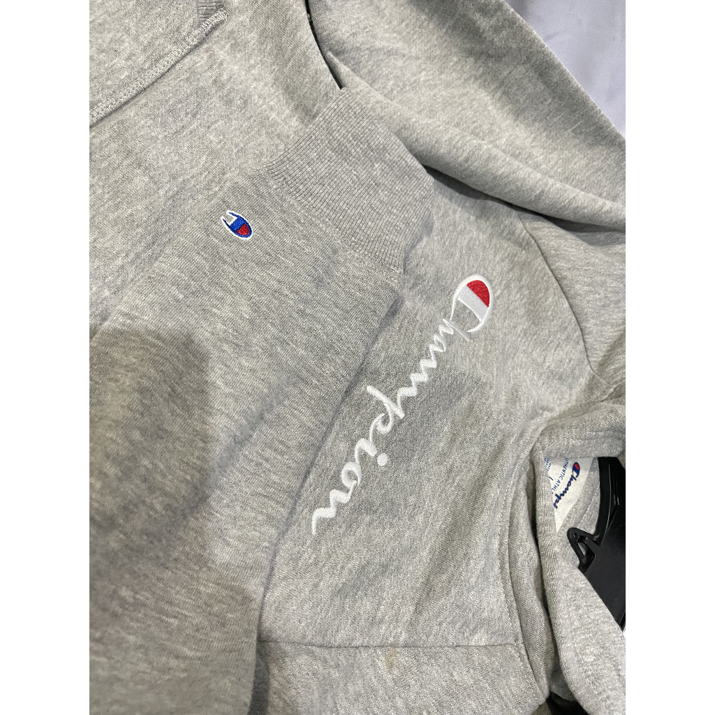 Champion Basic Grey Full Tag Label เสื้อฮู้ดผู้ใหญ่