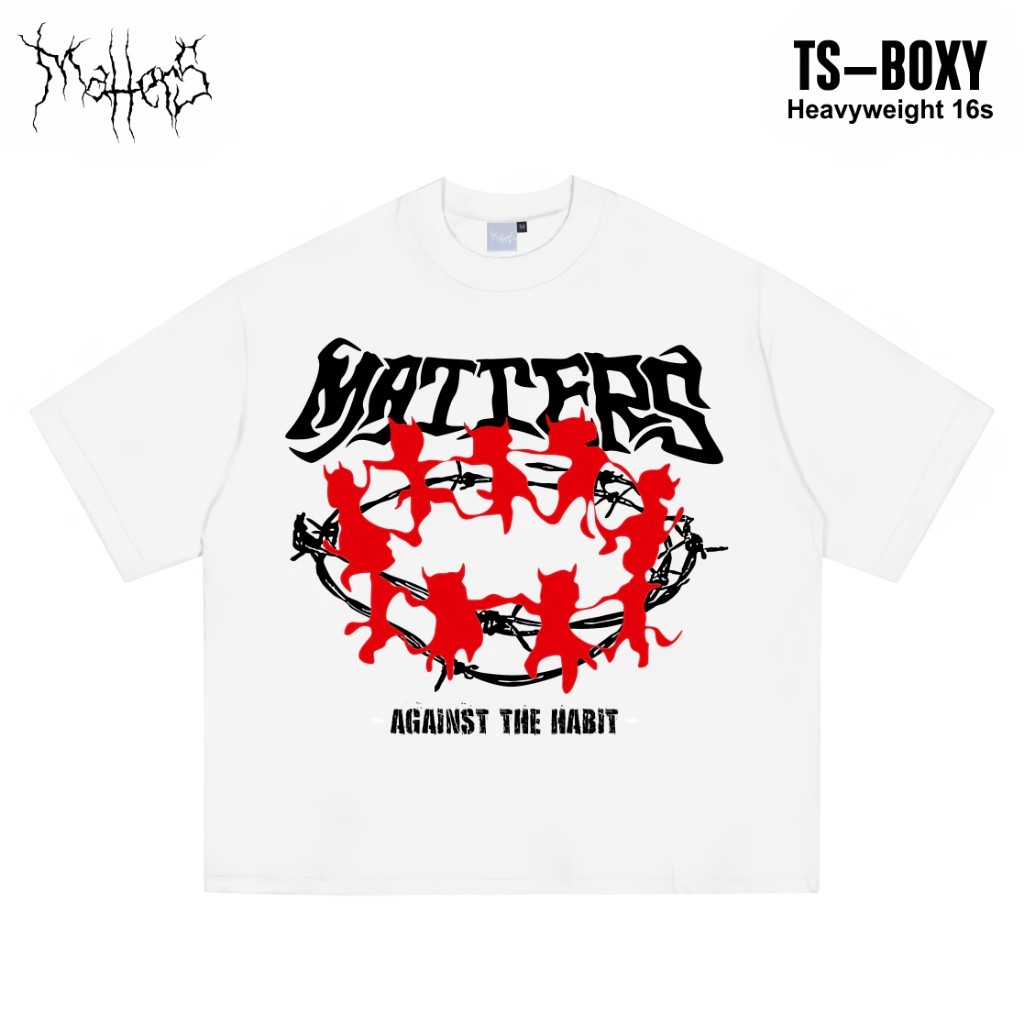 MATTERS เสื้อยืดโอเวอร์ไซส์ผู้ชาย Heavyweight 16s Koller White