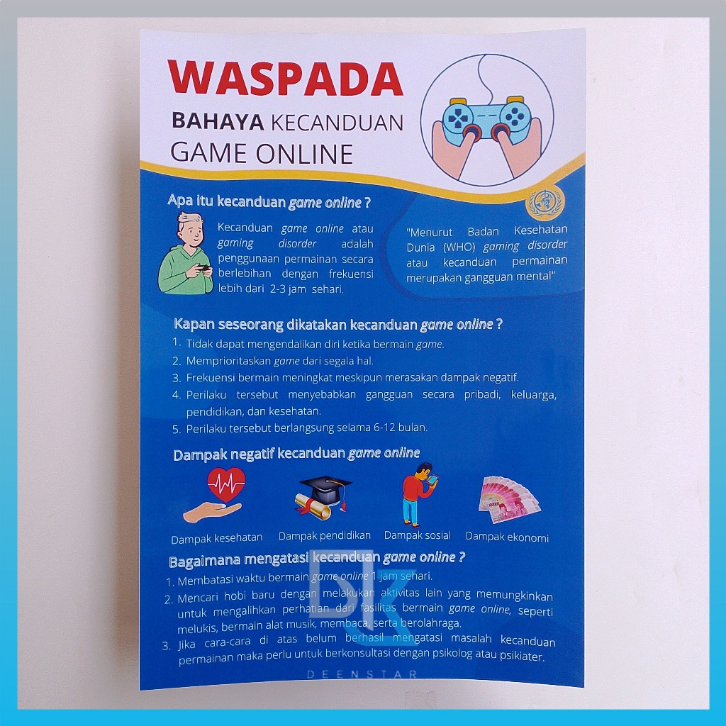 โปสเตอร์ Waspada Dangers of Online Games - Educational Impact Game Online - School Childrens Poster