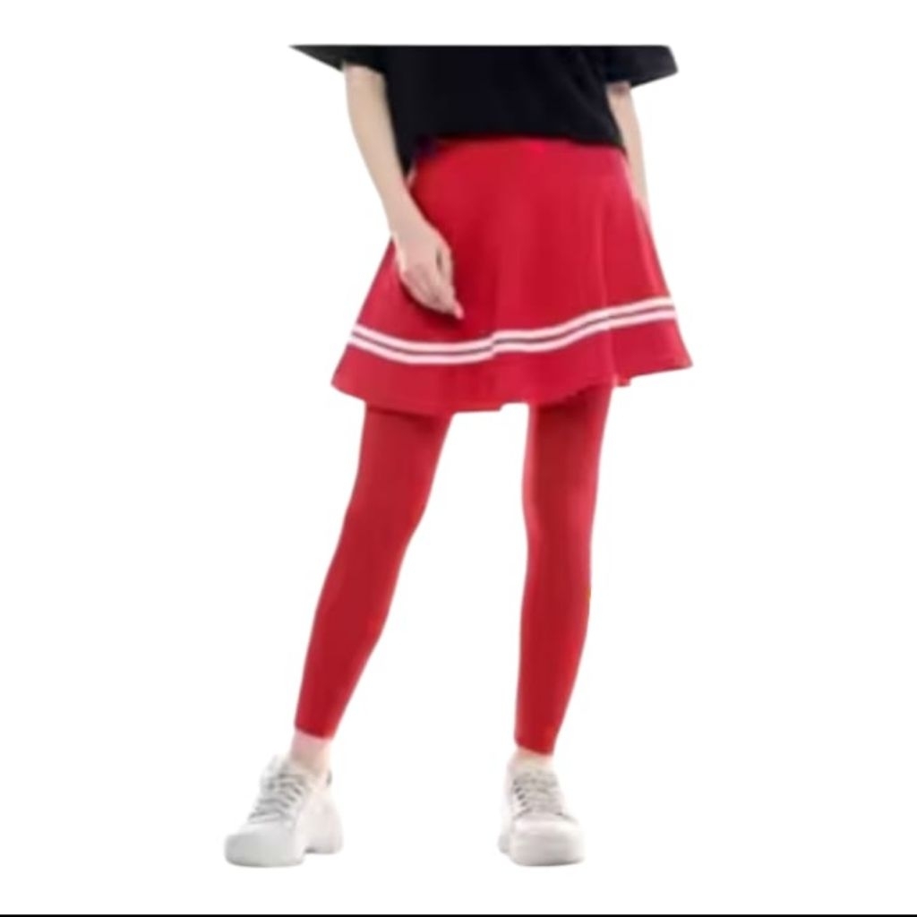 MERAH 2 STRIP LIST LEGGING SKIRT รุ่นพิเศษ RED AND WHITE STANDARD และขนาด JUMBO