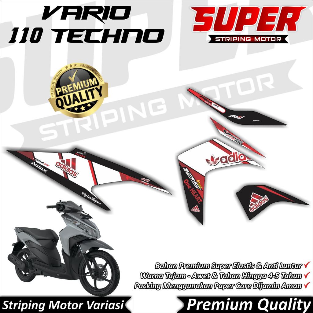 Vario 110 Techno สติ๊กเกอร์ Anti-Fade Cool Vario 110 Techno Striping Honda Vario 110 Techno Adidas