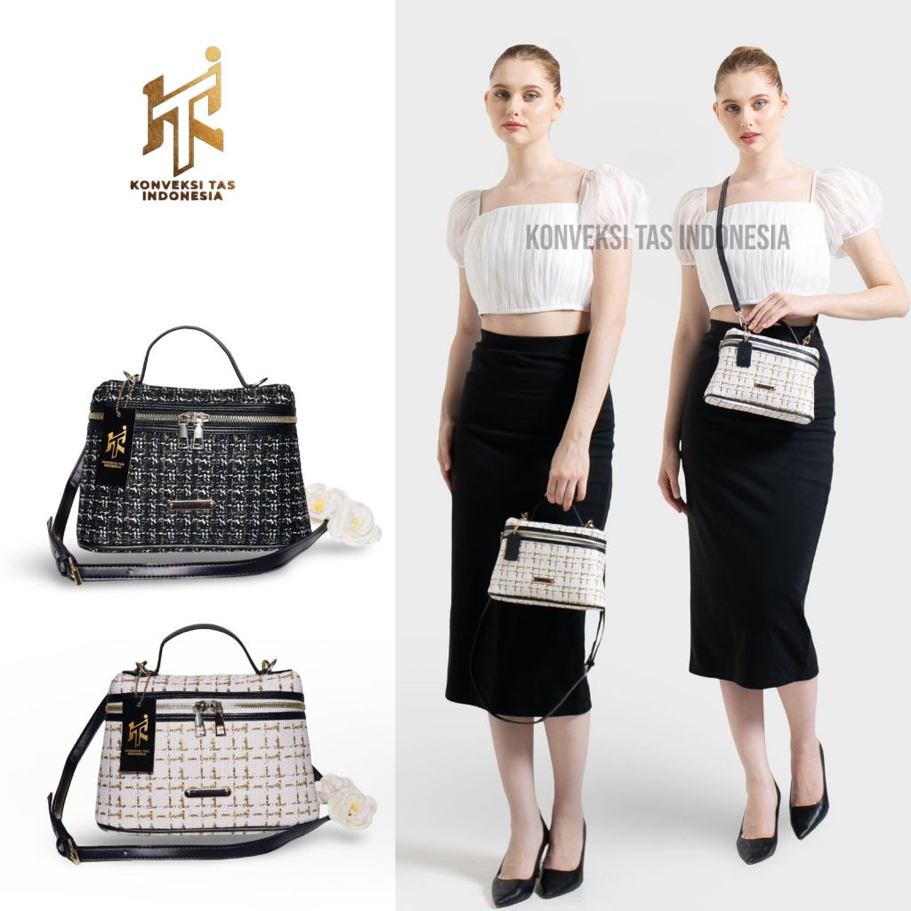 Camilla Vera Bag กระเป๋าสะพายสตรีคอลเลกชันใหม่ Premium Tweed Canvas Carry Strap Top Handlebag New Sl