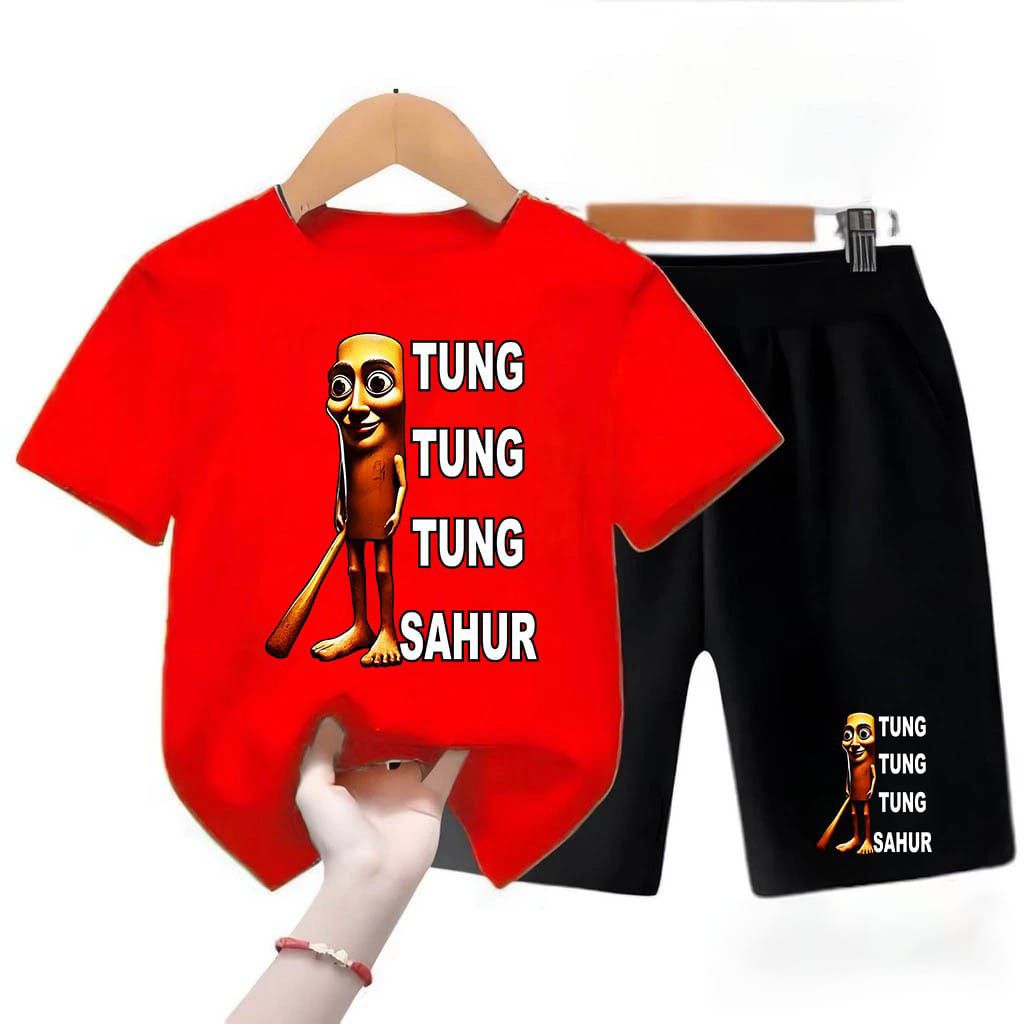 ชุดเด็ก unisex พร้อม TUNG TUNG SAHUR Motif อายุ 1-6 ปี//ชุดเด็ก unisex พร้อม TUNG TUNG SAHUR แม่ลายอ